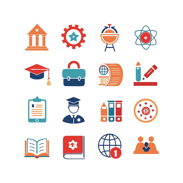 Colección de iconos Ilustración vectorial para documentos, sitios web educativos y aplicaciones móviles