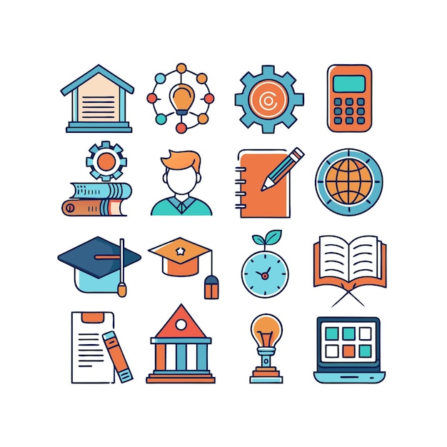 Colección de iconos Ilustración vectorial para documentos, sitios web educativos y aplicaciones móviles