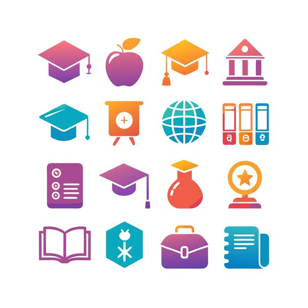 Colección de iconos Ilustración vectorial para documentos, sitios web educativos y aplicaciones móviles