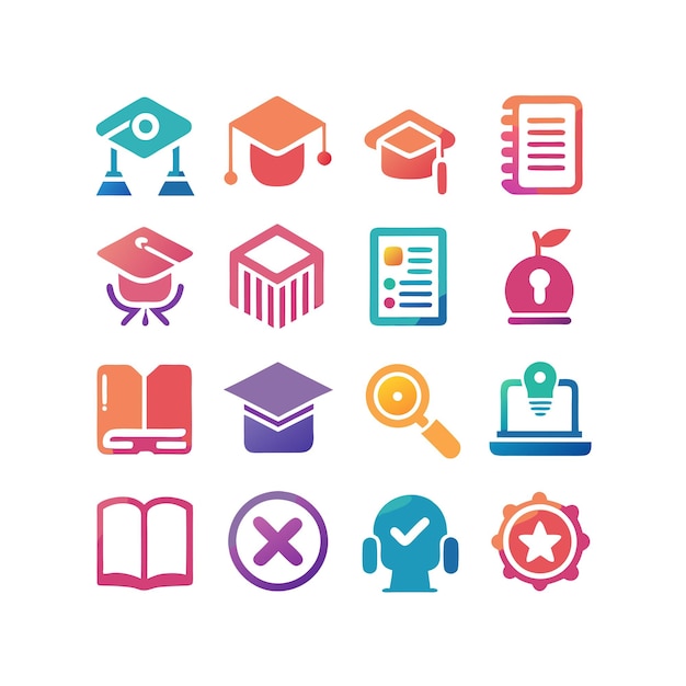 Colección de iconos Ilustración vectorial para documentos, sitios web educativos y aplicaciones móviles