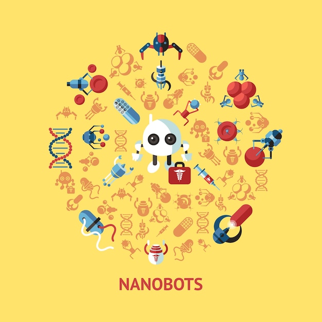 Colección de iconos de implantes de nano robot médico inteligente