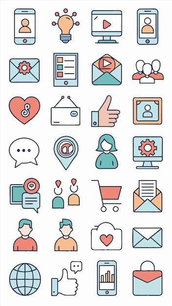 una colección de iconos, incluido un hombre dando un signo de pulgares hacia arriba