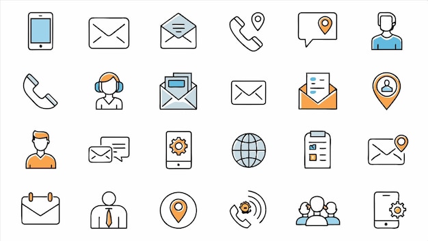 una colección de iconos, incluido uno de los iconos del sitio web