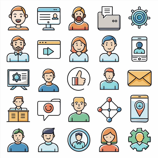 una colección de iconos, incluido uno que dice correo