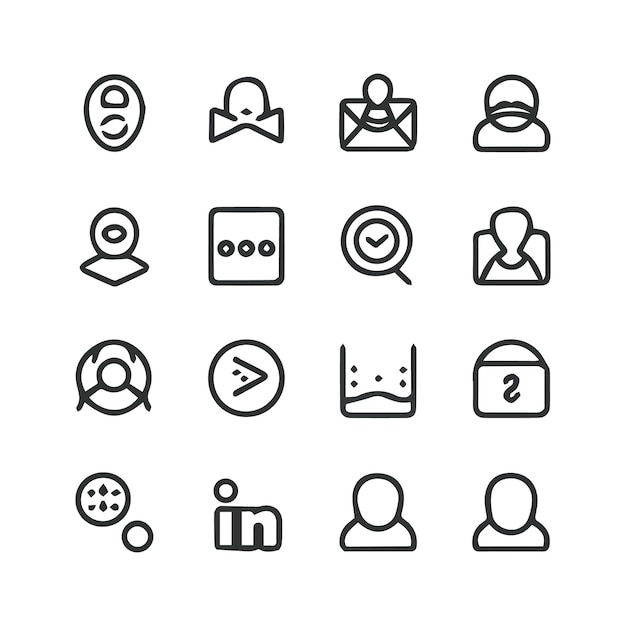 una colección de iconos, incluido uno que dice icono