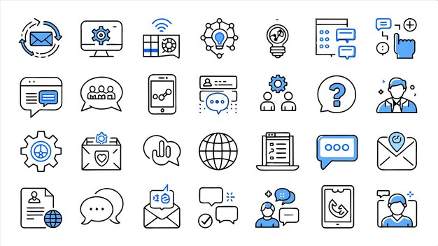 una colección de iconos, incluido uno que dice internet e internet
