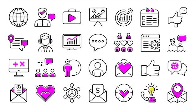 una colección de iconos, incluido uno que dice "negocios"