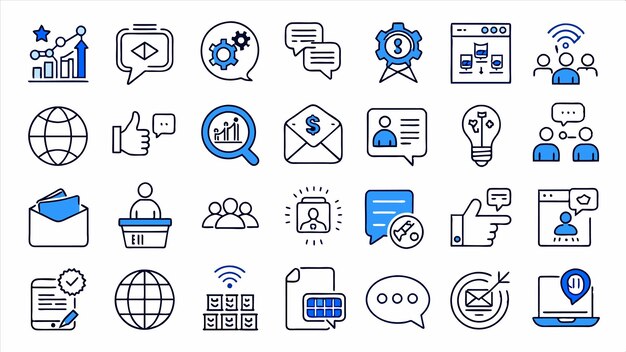 una colección de iconos, incluido uno que dice "negocios"