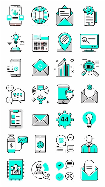 una colección de iconos, incluido uno que dice el número de cosas