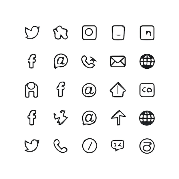 una colección de iconos, incluido uno que dice web