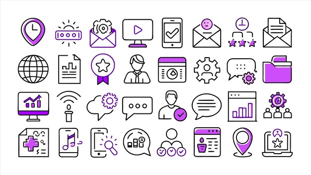 una colección de iconos, incluido uno que dice web