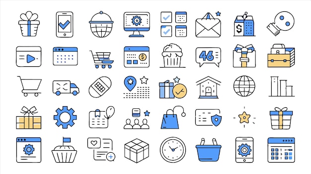una colección de iconos incluyendo un calendario con el número 8 en él