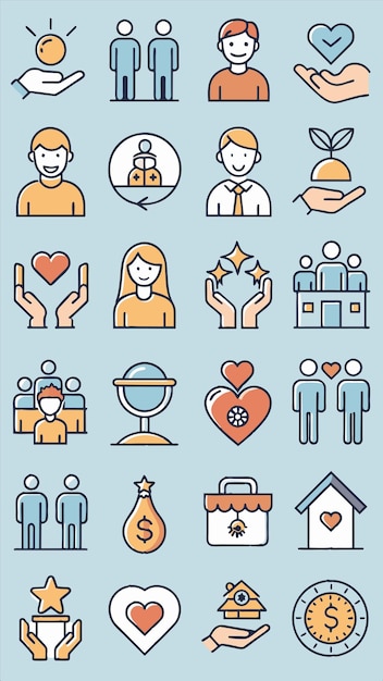 una colección de iconos incluyendo una casa con un fondo azul