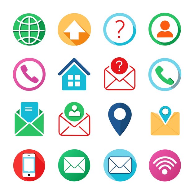 una colección de iconos incluyendo una casa y un teléfono