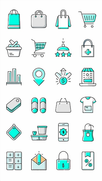 una colección de iconos incluyendo un hospital y un hospital
