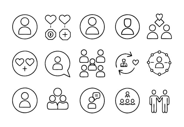 una colección de iconos incluyendo uno de los iconos de la gente
