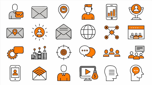 una colección de iconos incluyendo uno de los iconos con la palabra negocio en él