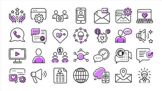 una colección de iconos incluyendo uno que dice amor