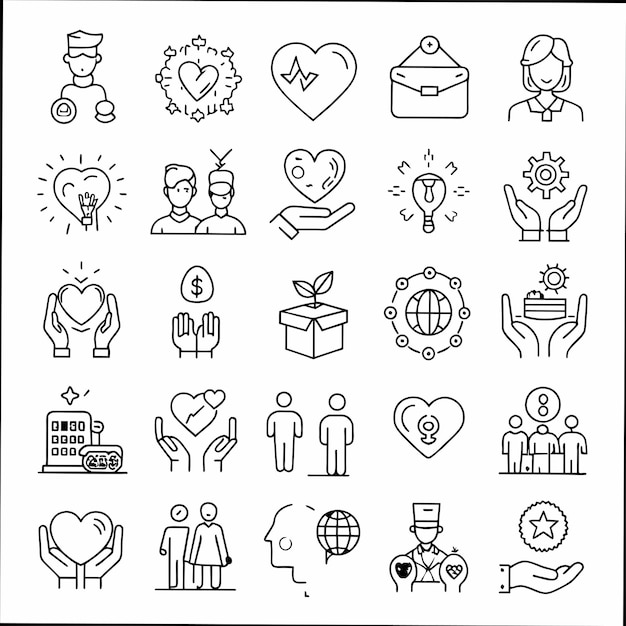 una colección de iconos incluyendo uno que dice amor