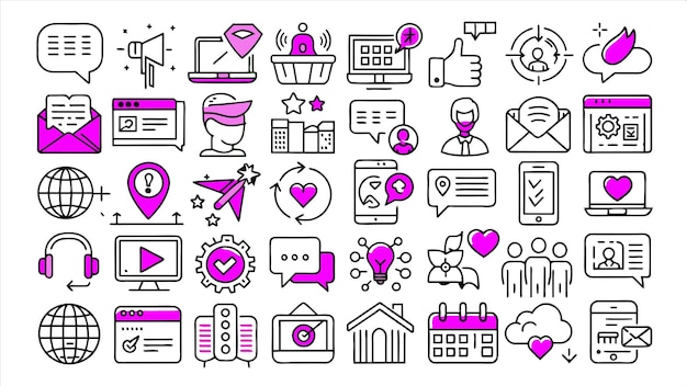 una colección de iconos incluyendo uno que dice amor