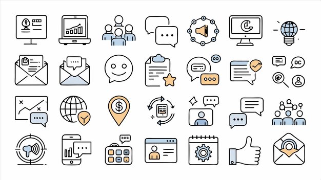 una colección de iconos incluyendo uno que dice financiero