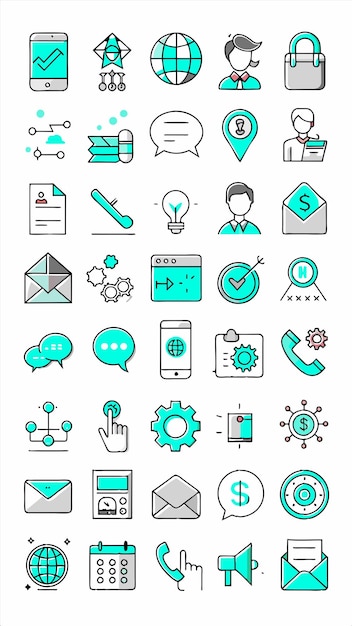 una colección de iconos incluyendo uno que dice negocio