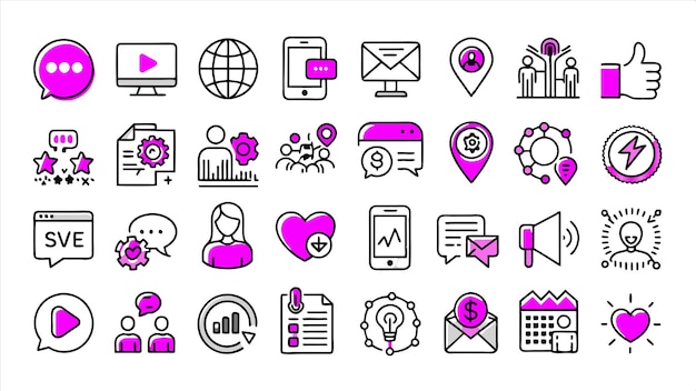 una colección de iconos incluyendo uno que dice negocio