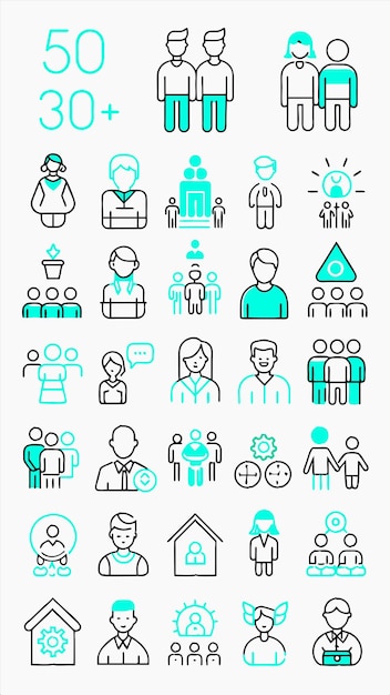 una colección de iconos incluyendo uno que dice el nombre de la gente