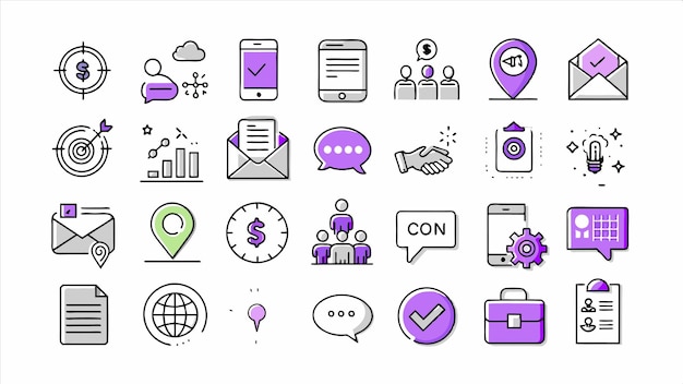 una colección de iconos incluyendo uno que dice ok