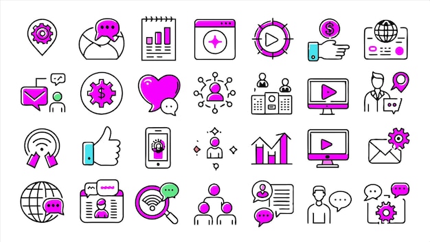 una colección de iconos incluyendo uno que dice la palabra