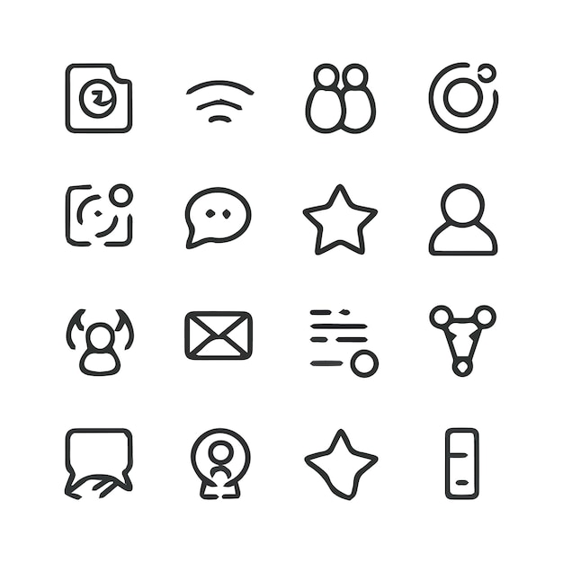 una colección de iconos incluyendo uno que dice que no hay internet