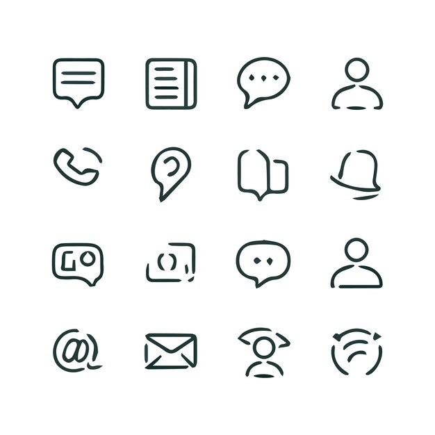 una colección de iconos incluyendo uno que dice red social