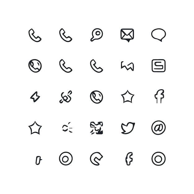 una colección de iconos incluyendo uno que dice "red social"