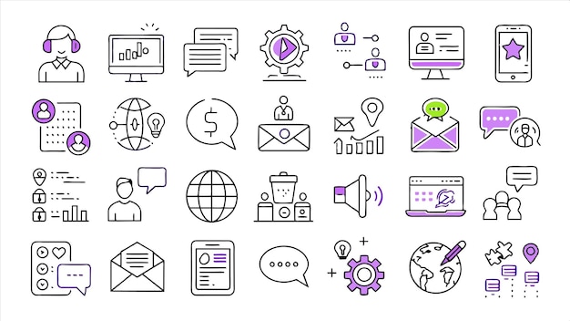 una colección de iconos incluyendo uno que dice red social