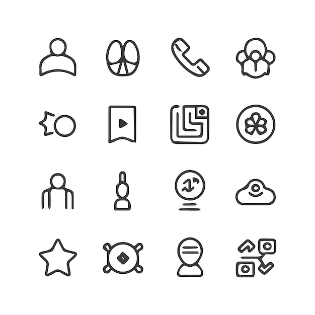 una colección de iconos incluyendo uno que dice s en él
