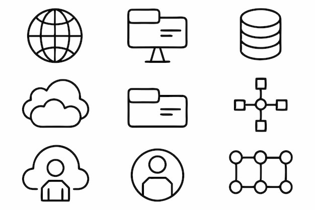 una colección de iconos incluyendo uno que dice viaje