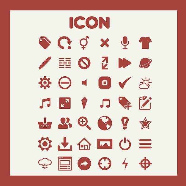 una colección de iconos incluyendo uno que dice el uno