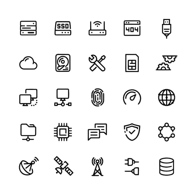 una colección de iconos incluyendo un reloj digital la palabra "no" en la pantalla