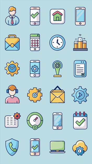 una colección de iconos incluyendo un reloj una persona un reloj y un reloj