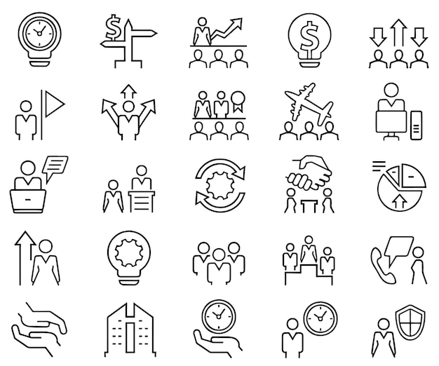 una colección de iconos incluyendo un signo que dice dólar