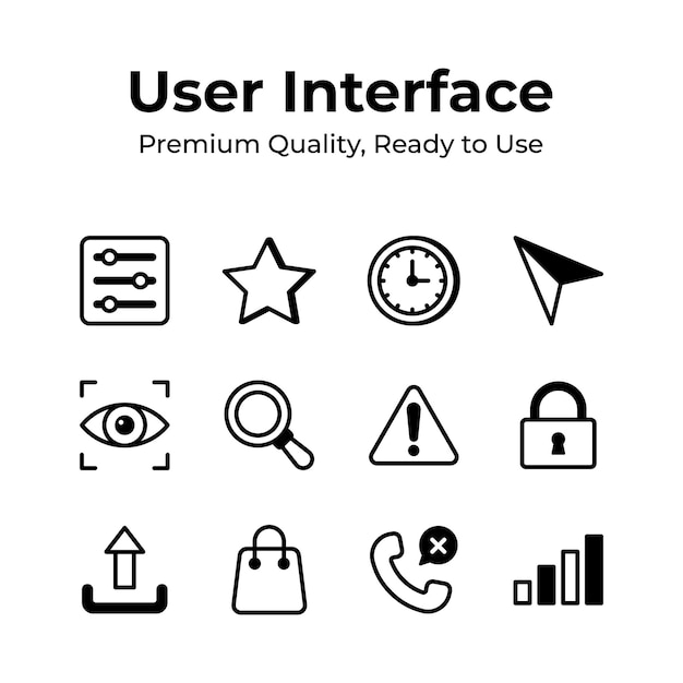 una colección de iconos incluyendo un signo que dice uso para usarlo