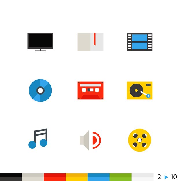 Colección de iconos de interfaz de aplicación y web de diseño plano diferente Conjunto 2 de 10