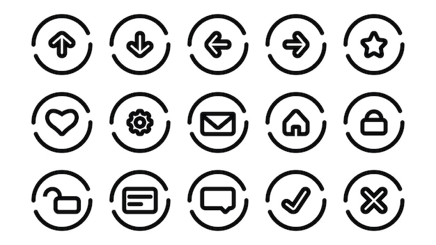 Colección de iconos de interfaz de usuario contorneado Premium EPS 10 Vector elegante