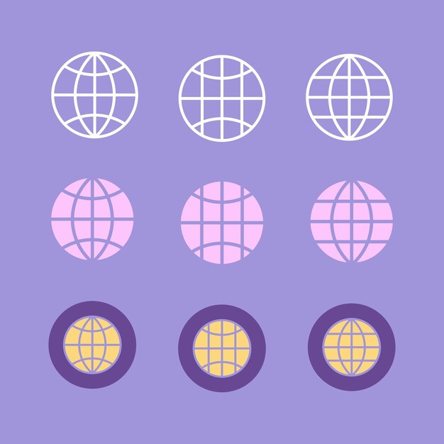 colección de iconos de Internet con varias versiones