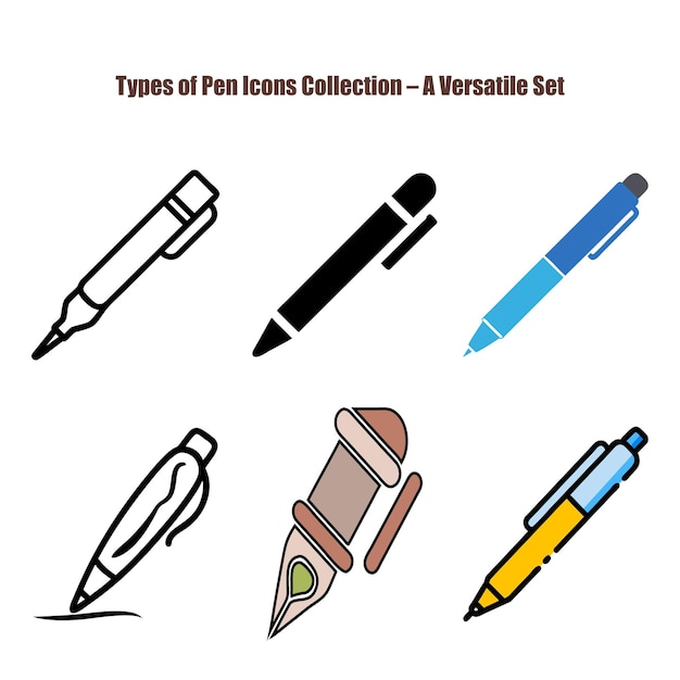 Colección de iconos Un juego de bolígrafos versátiles