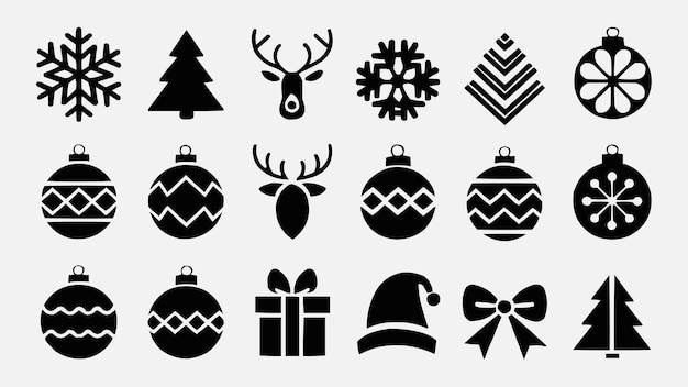 Colección de iconos de juegos de Navidad en fondo blanco