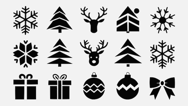 Colección de iconos de juegos de Navidad en fondo blanco