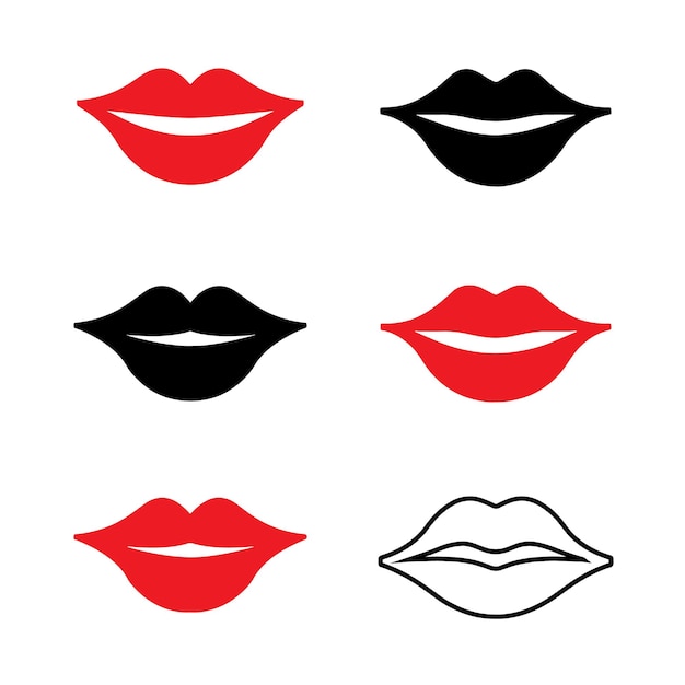 Colección de iconos de labios Vector plano Formas y siluetas de labios