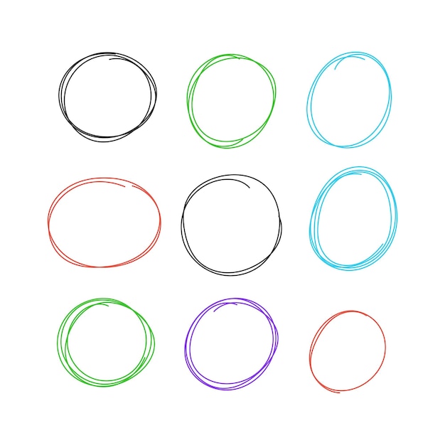 Colección de iconos de lápiz de línea circular elementos de estilo plano ilustración aislada de dibujos animados