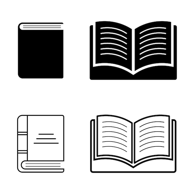 Colección de iconos de libro Icono de libro abierto Icon de libro cerrado